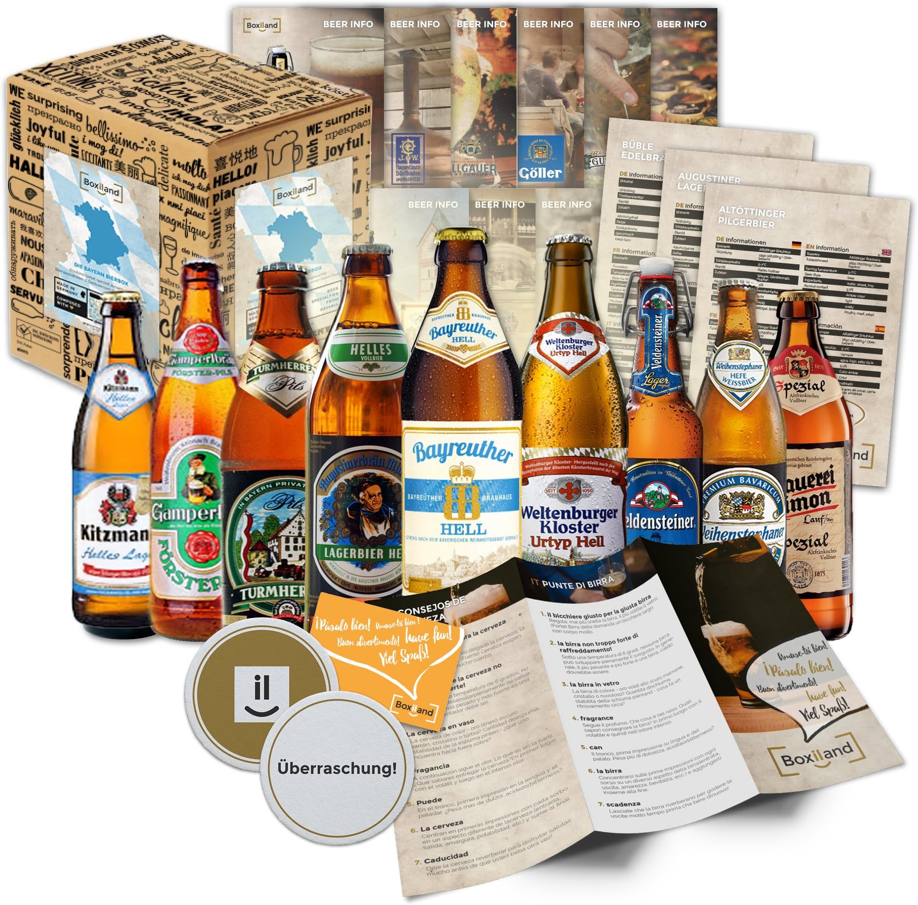 "BEERS OF BAVARIA" Original gift-idea with the 9 best beers from Bavaria (9x0.33l) Best present for a father, brother, friend, husband, grandfather.