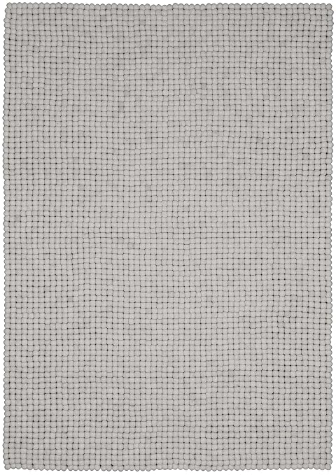 Myfelt Linea Filzkugelteppich Rechteckig Schurwolle Weiss 120 X