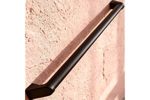 FIRMETAL 3 FT Modern Aluminum Handrail Set - ADA Compliant Indoor & Outdoor Stair Railing. 1.4" Diameter Grab Bar. Wall-Mounted with 90°Wall Return End. Ideal for Safe Grip，Rust Free(Matte Black, 3 FT)