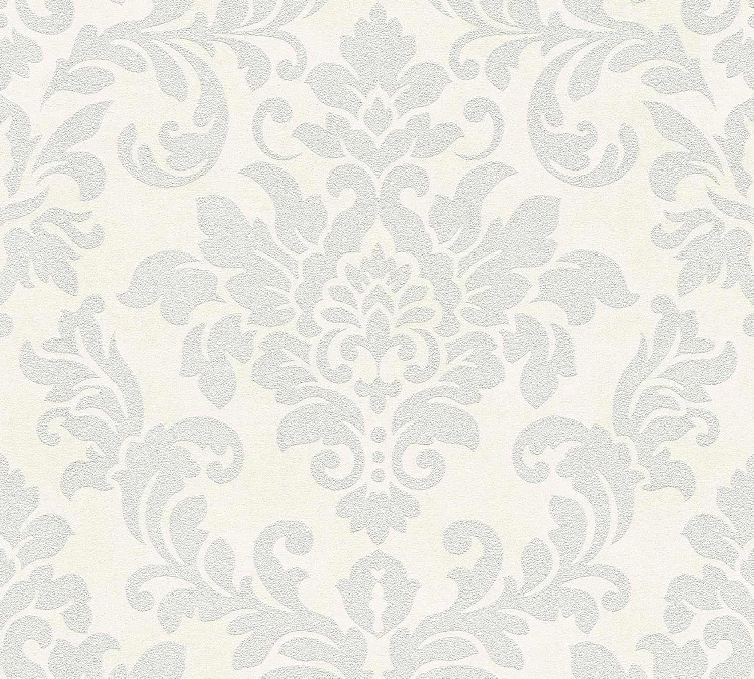 Livingwalls Non-Woven Wallpaper Diamonds Wallpaper with Ornaments Baroque 10.05 m x 0.53 m Gray Silver White 372702 37270-2 - Image 4