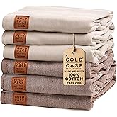 GOLD CASE LYCIA Turkish Beach Towel Set of 6 – 100% Cotton Turkish Beach Towels Bulk 70 x 38'' – LYCIA Oversized, Quick Dry & Sand Free Beach Towel – Lightweight Towels Set in Mocha Mousse