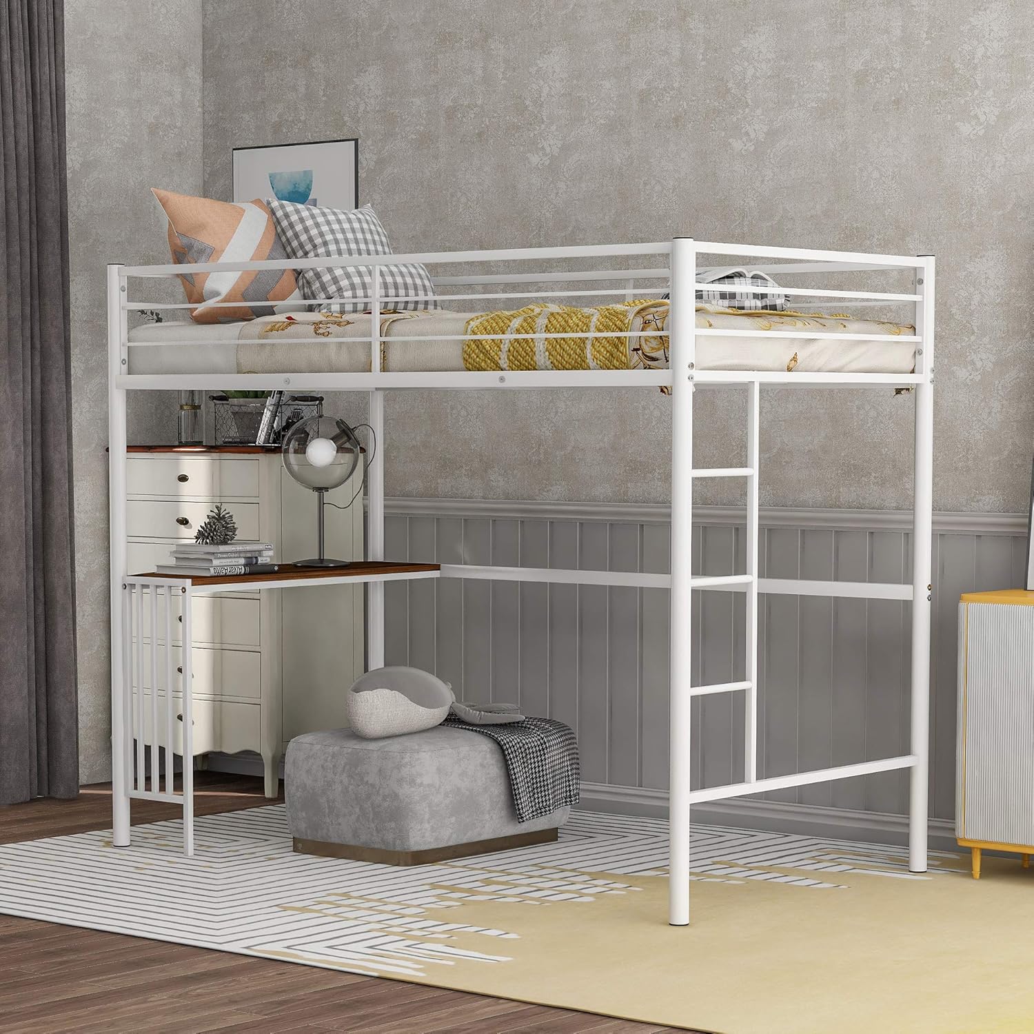 Twin Loft Bed with Desk Twin Size High Metal Loft Bed Frame