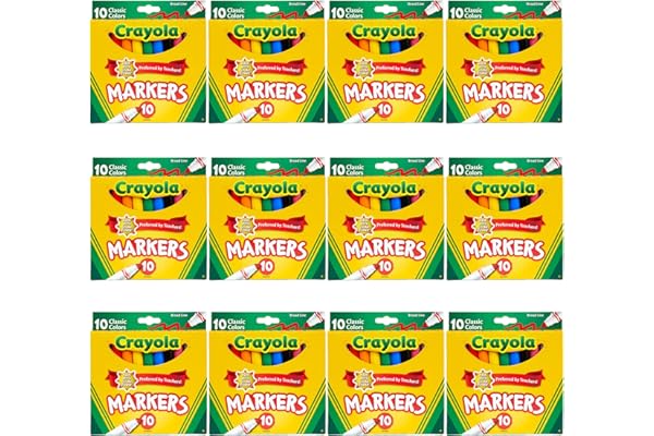 Crayola Broad Line Markers (12 Packs), Bulk Markers for School, Coloring Markers for Kids, Teacher Classroom Supplies, Ages 3+