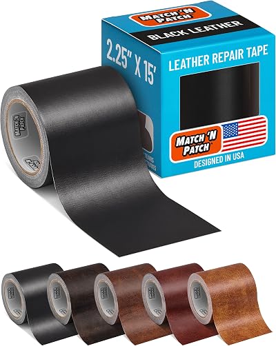 MATCH 'N PATCH Leather Repair Tape 15 ft Black Realistic Printed Leather Pattern