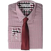 Nick Graham mens Stretch Modern Fit Gingham Dress Shirt and Solid Tie Set