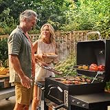 VonHaus Charcoal BBQ XL Portable Grill Smoker with Wheels & Shelves view 2