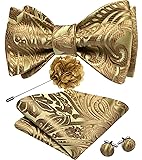 YOHOWA Mens Self-tied Bowtie with Lapel Pin Brooch