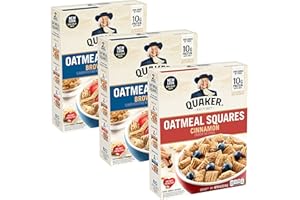 Quaker Oatmeal Squares Breakfast Cereal, Brown Sugar & Cinnamon Variety Pack, 14.5 Ounce (Pack of 3)