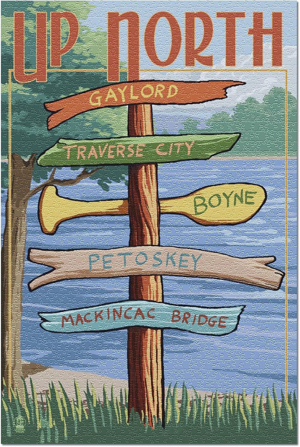 Gaylord, Michigan - Up North - Destinations Sign 106937 (20x30 Premium 1000 Piece Jigsaw Puzzle, Made in USA!)