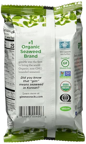 GIMME SEAWEED ORGANIC PREMIUM ROASTED SEAWEED, EXTRA VIRGIN OLIVE OIL, 0.17 OZ
