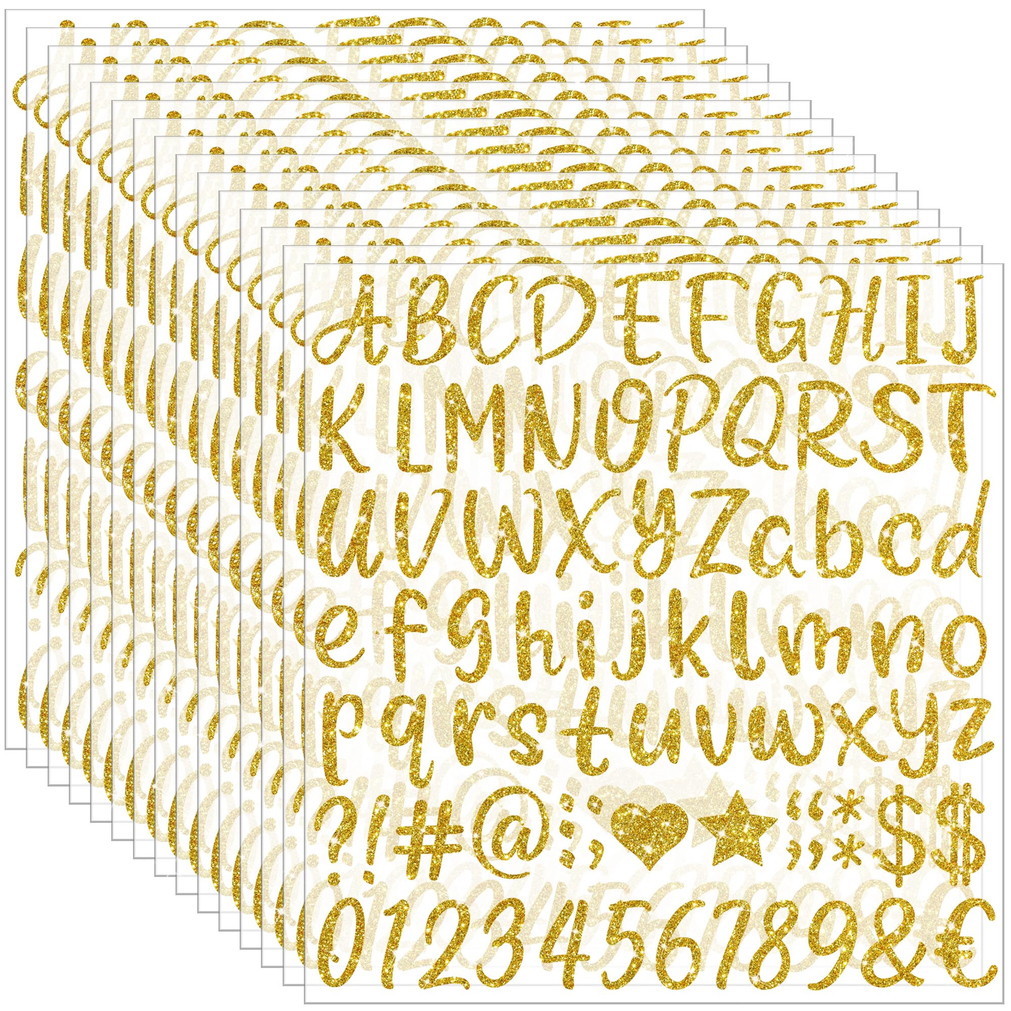 1215 PCS Gold Letter Stickers Glitter Alphabet