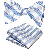 JEMYGINS Original Mens Bowtie Self Bow Tie & Pocket Square Set