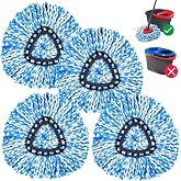 Spin Mop Replacement Head,Thick Microfiber Refills for O-Cedar Spin Mop,4-Pack Washable &amp; Reusable for Hardwood/Tile Floors, Exact Fit for 1-Tank System (Blue)