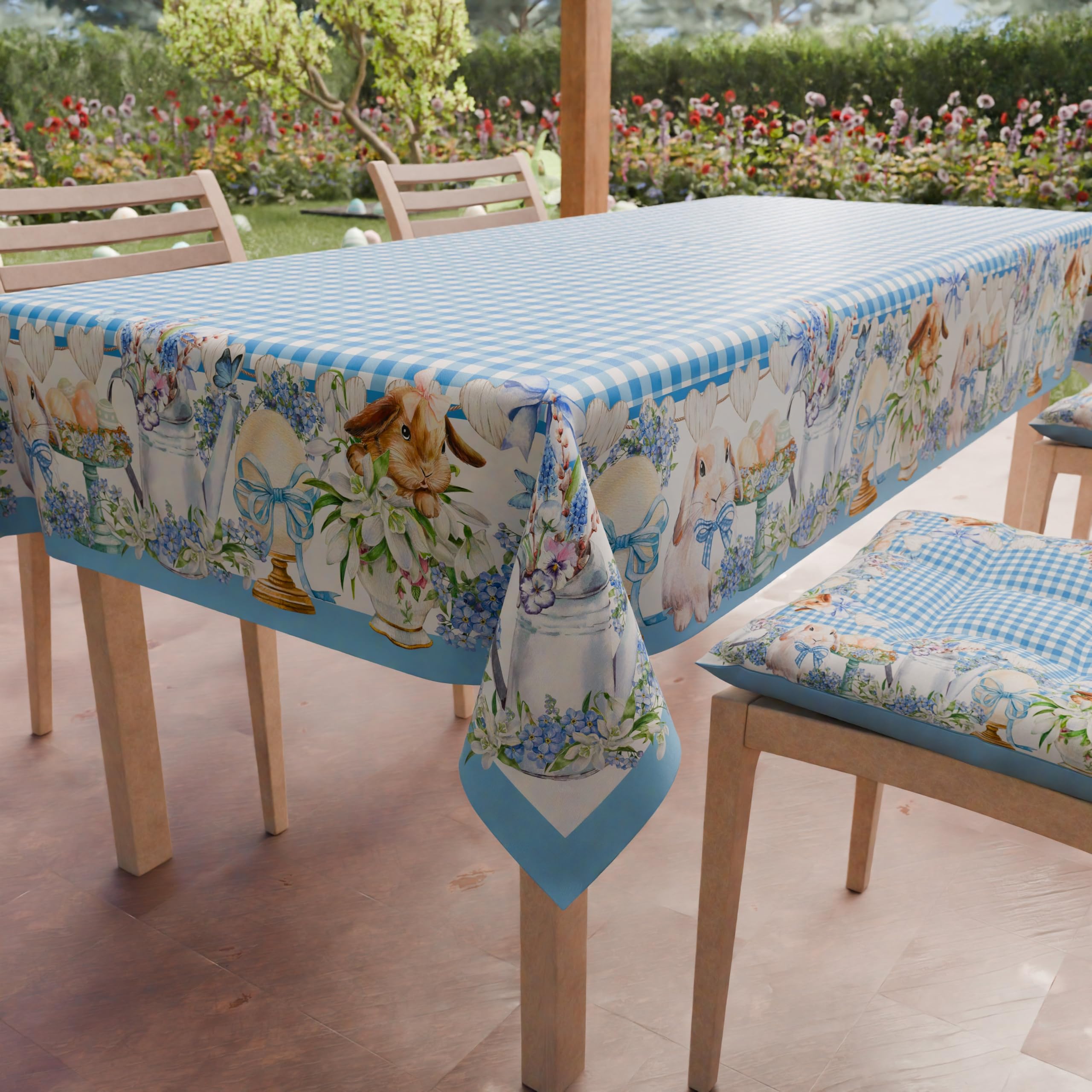 PETTI Artigiani Italiani - Tablecloth Easter Stain-Resistant Rectangular Tablecloth Easter Kitchen Design Vichy X6 Seater (140 x 180 cm) 100% Made in Italy