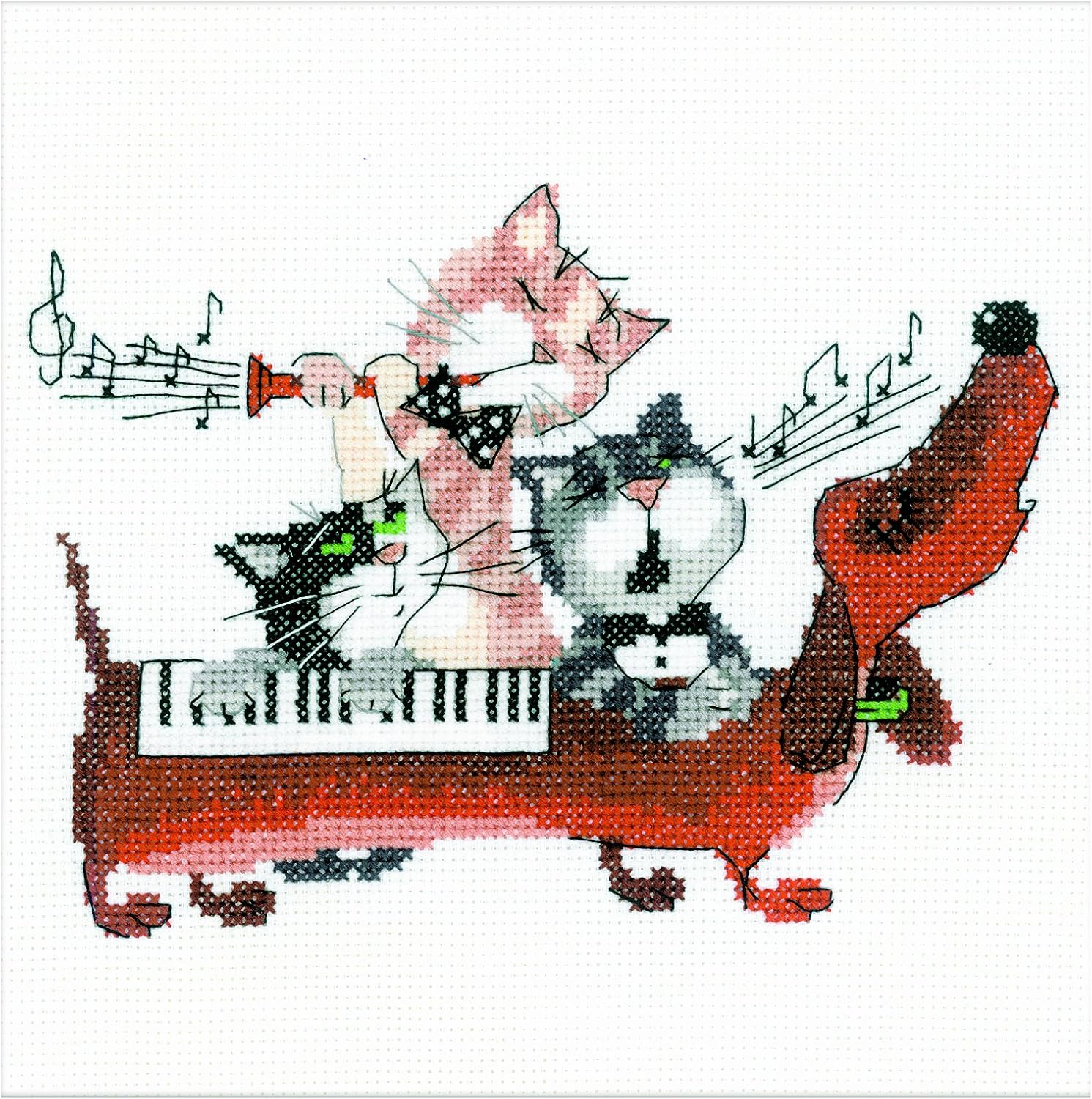 RIOLIS Cross Stitch Kit - 1495 - Dachshund Blues, Multicolor, 20cm x 20cm