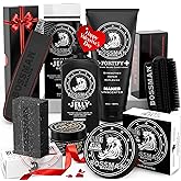 Bossman Big Boss Beard Care Kit for Men - 7 Piece Beard Grooming Kit with Jelly Beard Oil, Beard Conditioner, Beard Balm, MUDstache Wax, Bar Soap, Metal Comb, Brush - Gift Set for Men (Naked)