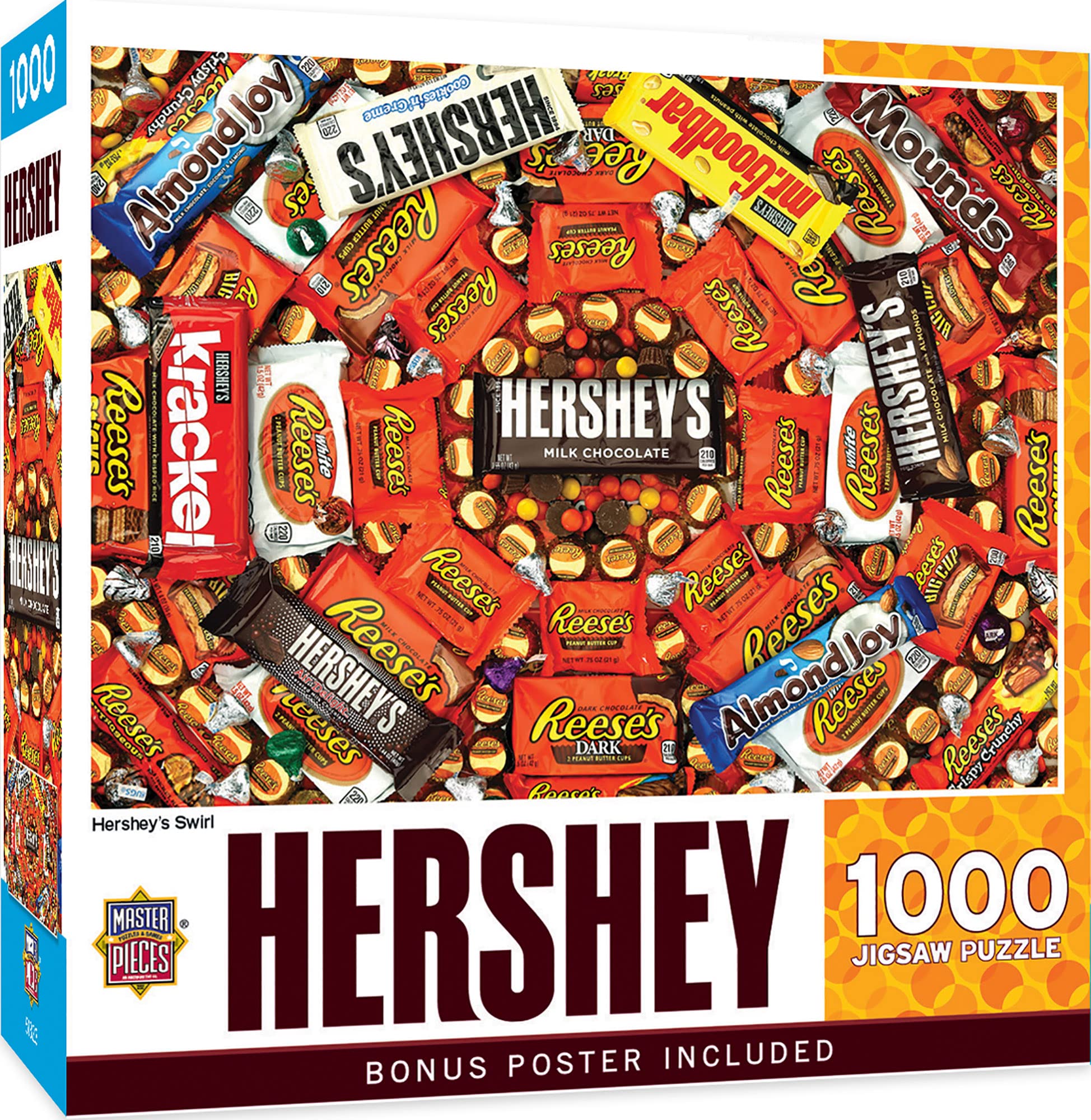 Photo 1 of **2 pieces missing**MasterPieces 1000 Piece Jigsaw Puzzle for Adults, Family, Or Youth - Hershey's Swirl - 19.25"x26.75"