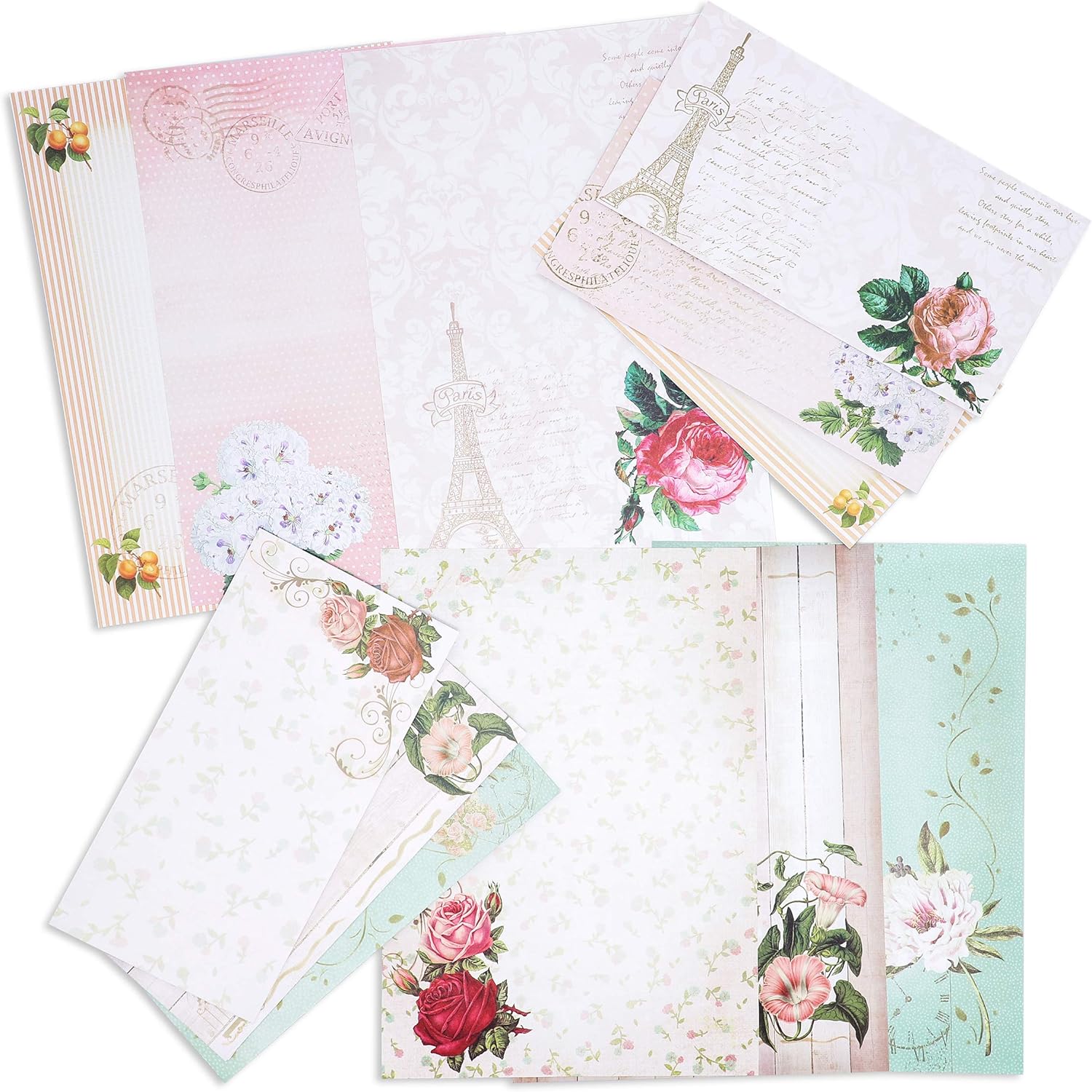 Paper Junkie 60Pack Floral Themed Letterhead Stationery Paper with 30