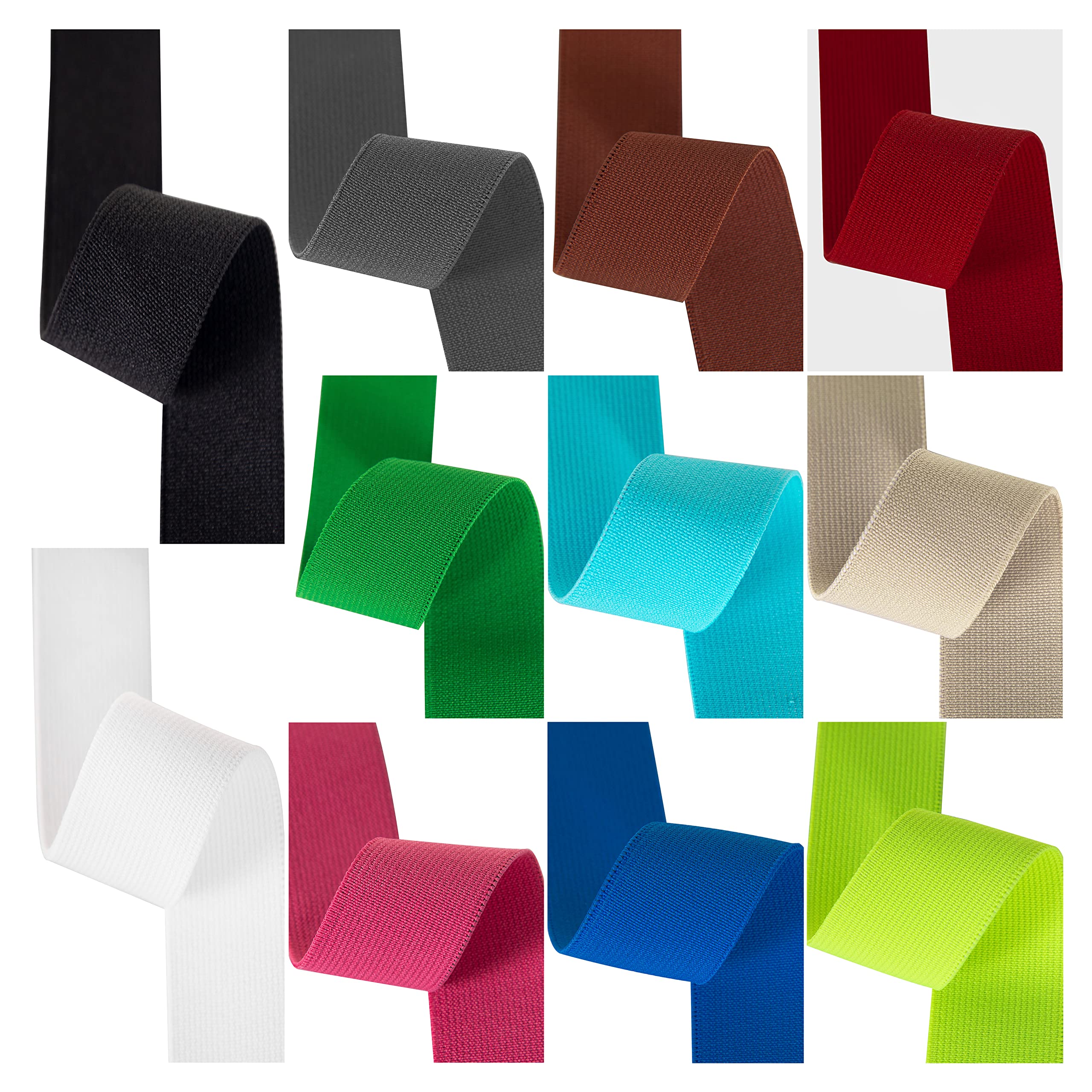 Coloured 1 inch Elastic for Sewing, Strong Woven Non-Roll Waistband Elastic, 3 Metres Pack — image 1