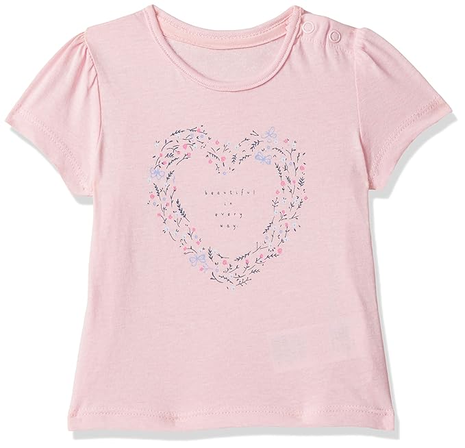 Baby Girls Floral Regular Fit T-Shirt (SA466-1_Pink 0 3 Months)