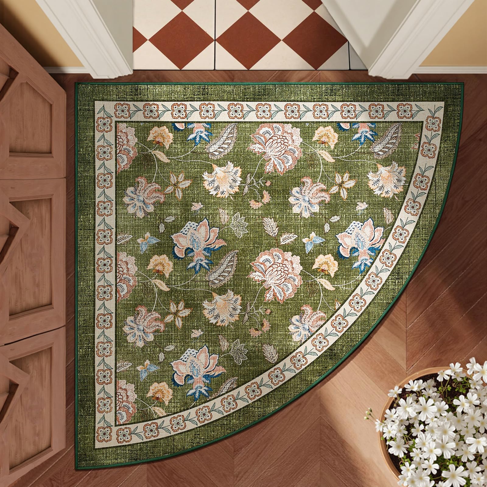 Book Corner Rug jinchan Floral Corner Rug for Entryway Washable Kitchen Rug Vintage ...