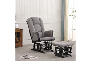 REJOICE HOME Castaway Glider with Ottoman, Black/Grey