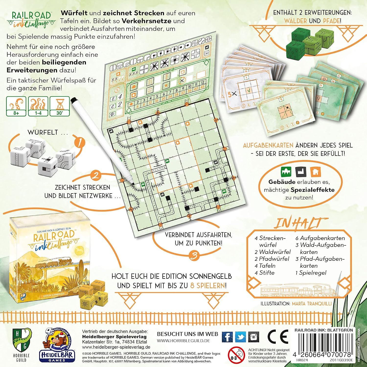 Horrible Guild Railroad Ink: Edition Edition Sun Yellow, Dice Game (DE), for 1-4 Players, from 8 Years, Blue,green,red - Image 4