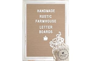 FELT CREATIVE HOME GOODS Cappuccino Felt Letter Board Back to School Sign with Rustic Wood White Frame - Farmhouse Letter Board Sign with Stand - Baby Announcement 12x16 Felt Board Changeable Message Board with 350 Letter Set