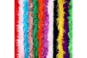 Batiyeer 24 Pcs Colorful Feathers Boas Party Pack, 6.6 Feet Rainbow Feather Scarf for Unisex Women Party Decorations