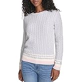 Tommy Hilfiger Womens Cotton Crewneck Cable Sweater