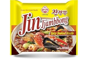 OTOKI OTTOGI Jin Jjamppong, Korean Style Spicy Seafood Ramen Instant Noodle, 4.58oz x 8 Pack