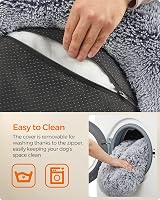Feandrea Fluffy Dog Bed Ombre Grey 60 cm Doughnut Cushion view 5
