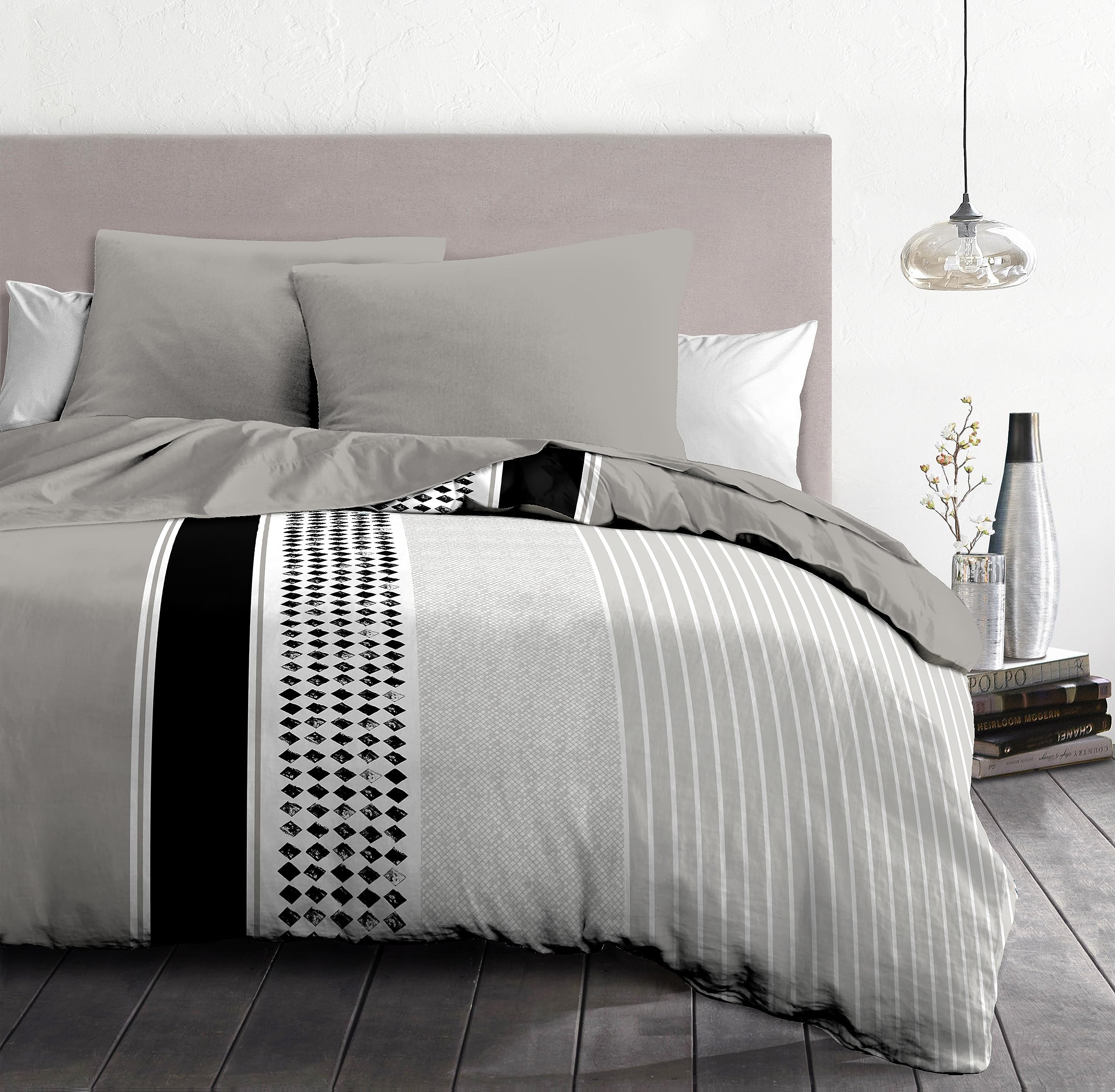 Home Linge Passion Mimosa Duvet Cover Set 220 x 240 cm Black