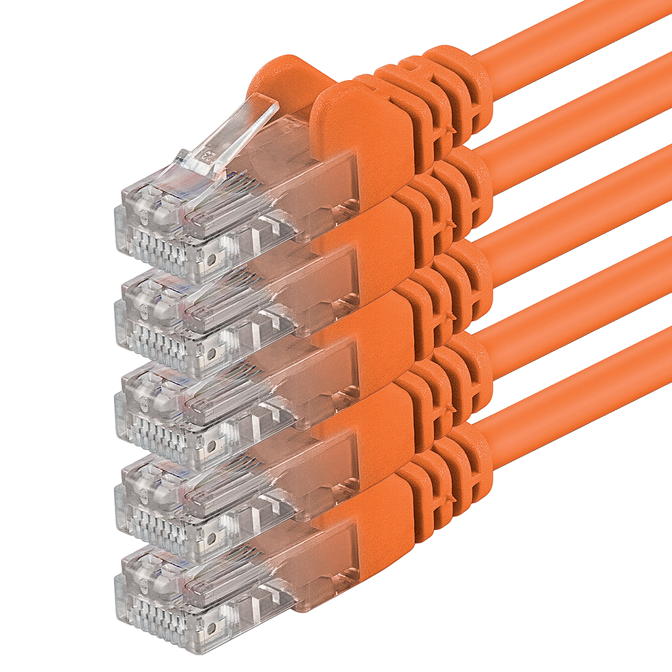 1aTTack.de 0.25m - orange - 5 pieces - (PACK) - CAT.6 CAT6 Ethernet LAN network cable 1000 Mbit/s patch cable