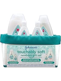 Johnson&rsquo;s Touchably Soft Newborn Baby Gift Set, Baby Bath & Skincare for Sensitive Skin, 5 Items