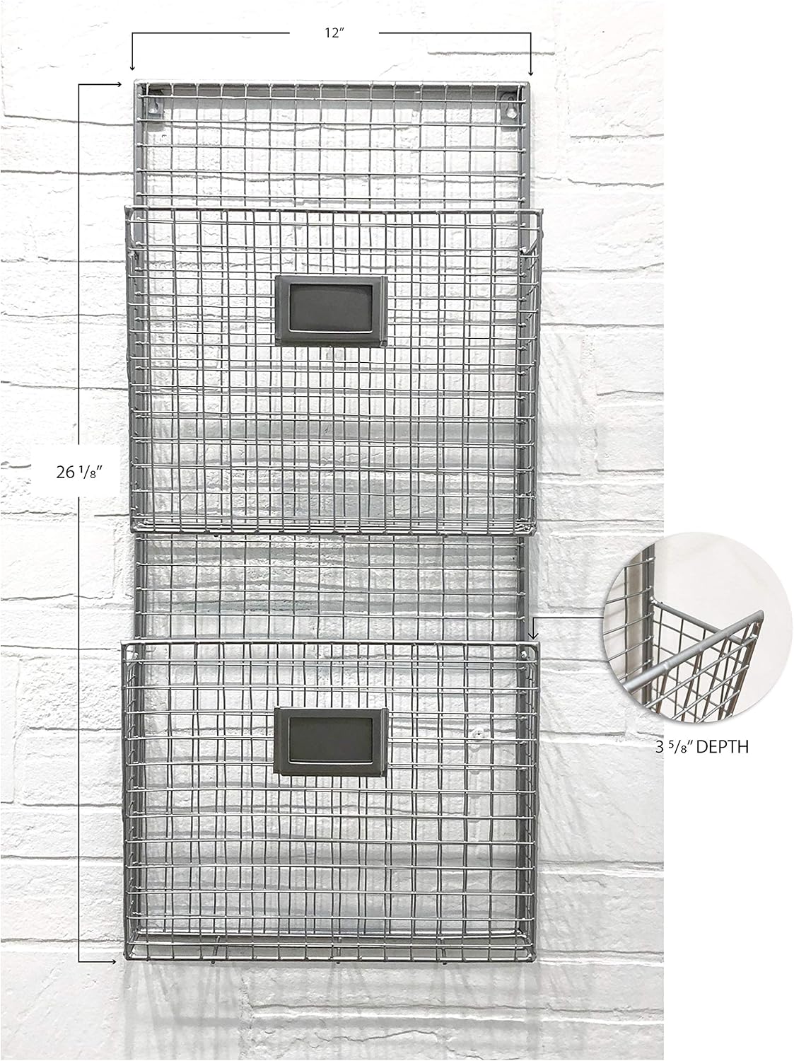 Designstyles Black Metal Wall Double File Holder: Home & Kitchen