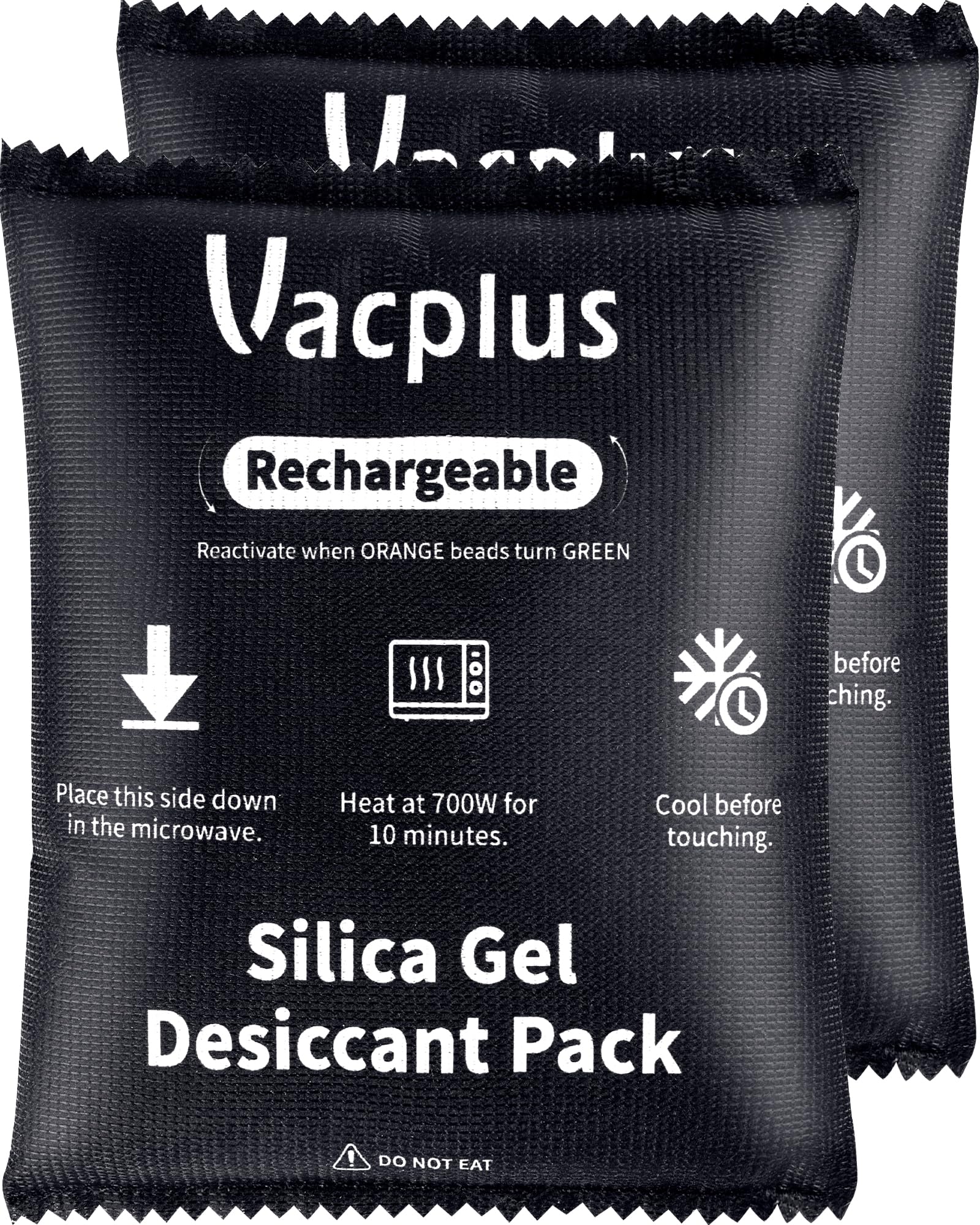 Photo 1 of Vacplus 2 Pack 400g Reusable Desiccant Packs for Storage, Large Silica Gel Packets with Indicator Beads, Dehumidifier and Moisture Absorber for Car, Closet, Drawer, 5.8" x 7.1"