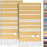 EPHESUS TOWELS Hand Towels - Set of 2 | 18" x 30" - Decorative Turkish Hand Towel for Bathroom, Kitchen, Guest, Face, Hair, Tea, Dishcloth (Sultan, Mustard)