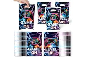 ArianQicult Video Game Party Favor Bags - 50Pcs Video Gaming Sweet Goody Candy Treat Gifts Bags, Game on Themed Party Decorations for Kids Gamers Players Birthday Gaming Events Supplies