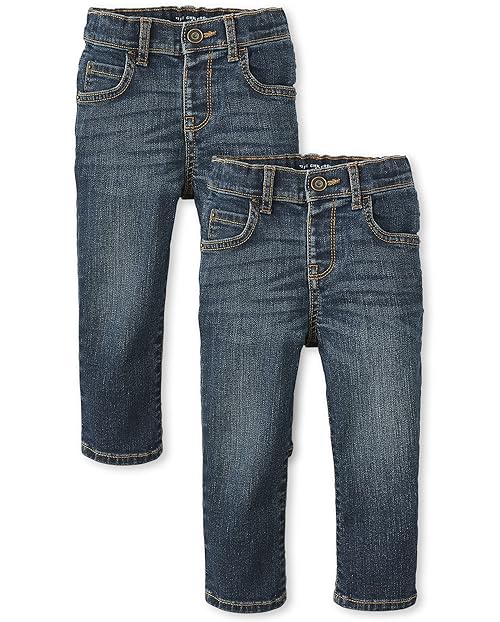 The Children's Place baby boys And Toddler Stretch Straight Leg Jeans, Lt Med Stone 2 Pack, 5T US