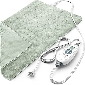 Pure Enrichment® PureRelief™ XL Heating Pad for Back, Neck, and Shoulder Pain Relief - 6 InstaHeat™ Settings with LCD Controller, Auto Shut-Off, Machine-Washable,12" x 24" (Zen Green)