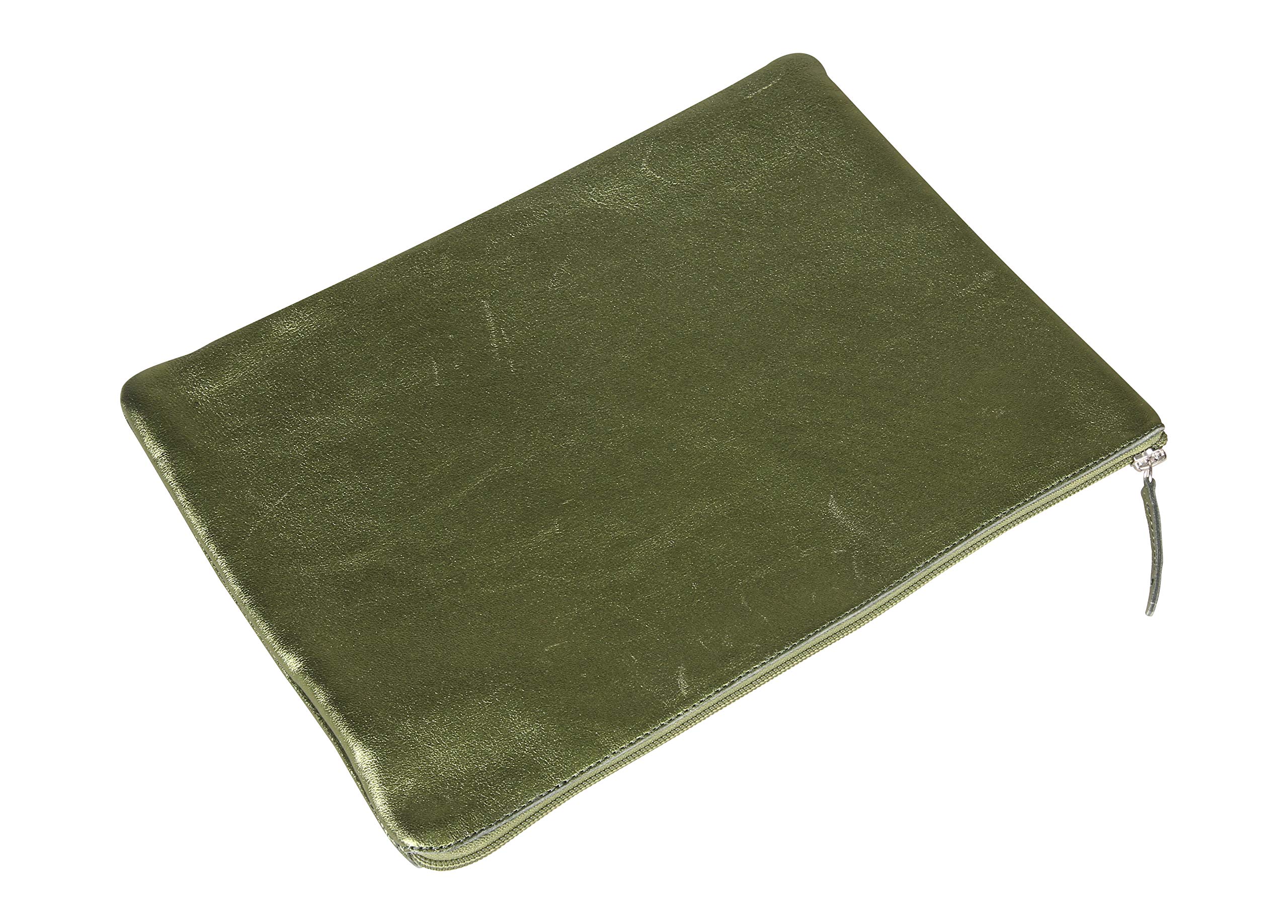 Clairefontaine 'Cuirisé' Leather Universal Flat Pouch - Green