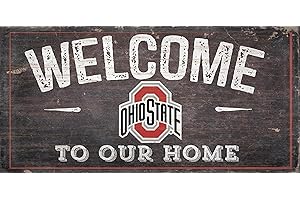 GAMEDAY NOVELTIES Ohio State Buckeyes 12" x 6" Distressed Welcome to Our Home Wood Sign