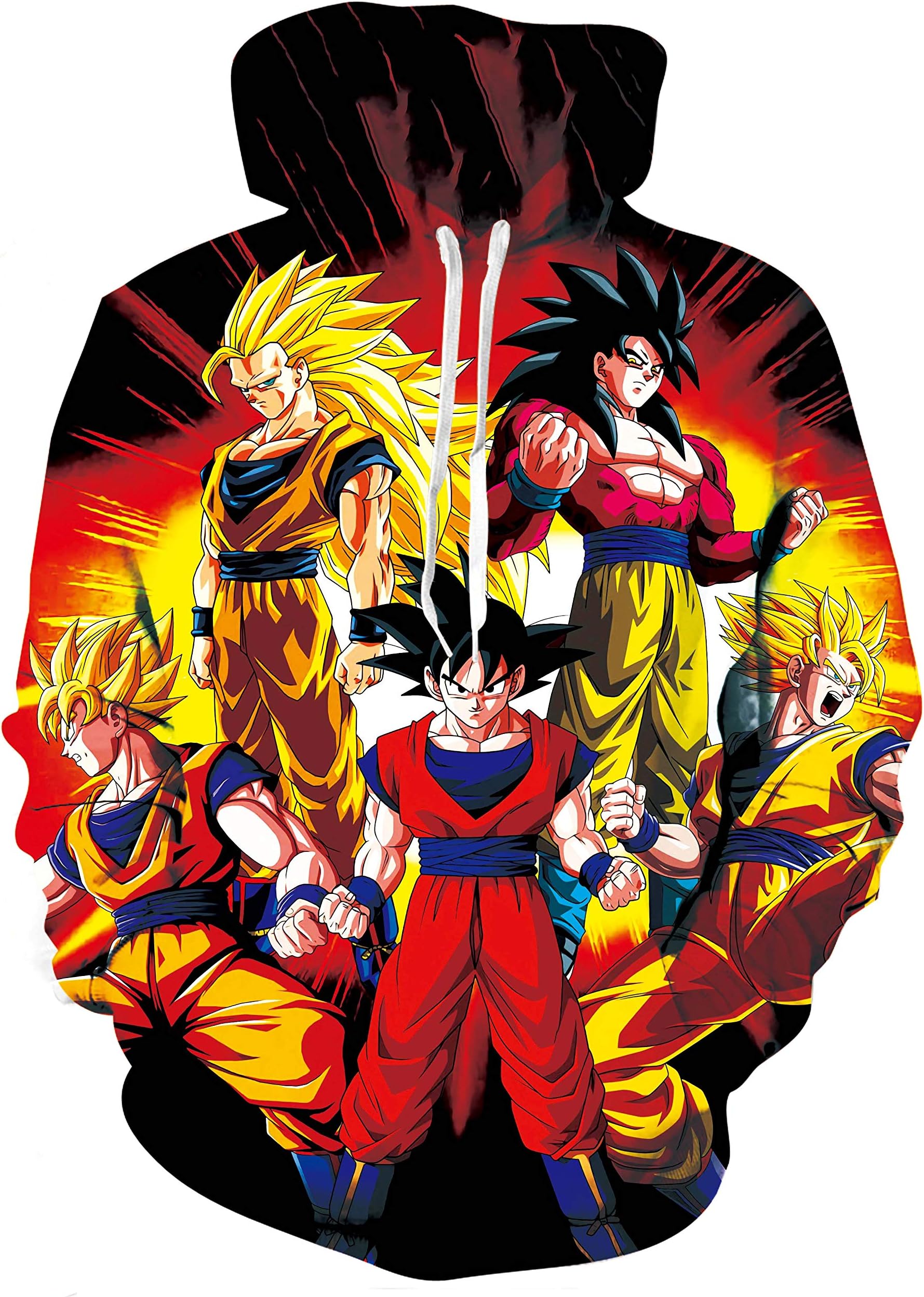Ocsoc Mens Boys Dragon Ball Z Hoodie 3D Anime Print Hooded Sweatshirts Pullover Long Sleeve Jacket with Front Pockets M-XXL