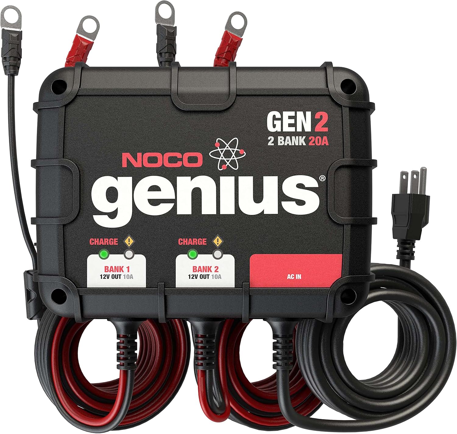 NOCO Genius GEN2, 2-Bank, 20-Amp (10-Amp Per Bank) Fully-Automatic Smart Marine Charger, 12V Onboard Battery Charger And Battery Maintainer: Automotive
