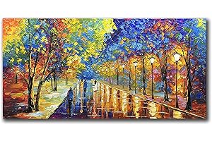 Tyed Art- 30x60inch Large Contemporary Landscape Wall Art Oil Paintings on Canvas palette knife Textured Forest tree landscape Wall Art 100% Hand-Painted Abstract Artwork living room Decor