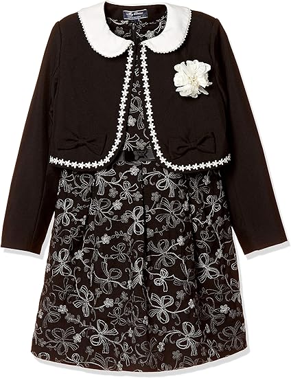 Amazon マザウェイズ コサージュワンポイント 袖無レースワンピース フォーマル ガールズ 7000c 2点セット ブラック 日本 130 日本サイズ130 相当 ワンピース チュニック 通販