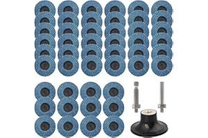 AOKLIT 48 Pcs 2 Inch Flap Disc Set, Flat Flap Discs Roll Lock Sanding Discs 40 60 80 120Grit, Sander Disc with 1/4 Inch Holder for Angle Grinder Rust Removal
