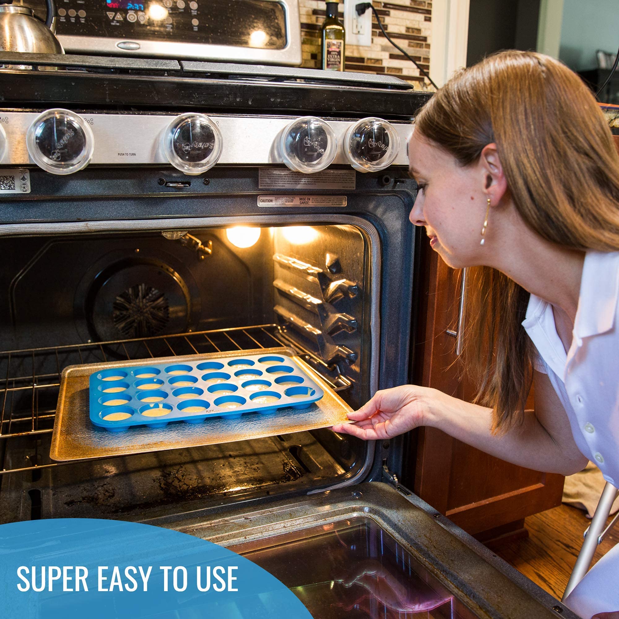 KPKitchen Silicone Mini Muffin Pan - 24 Cup Nonstick, Includes Free Mini Muffin Paper Cups - Ideal for Cupcakes, Muffins, Fat Bombs & More