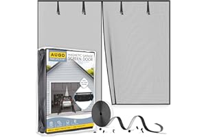 AUGO Garage Door Screen Magnetic Closure - Garage Screen Doors for 1 Car Garage Pull Down - Magnetic Screen Door Mesh - Heavy Duty Weighted Bottom - Pet & Kid Friendly - Keep Open Feature - 9' x 7'